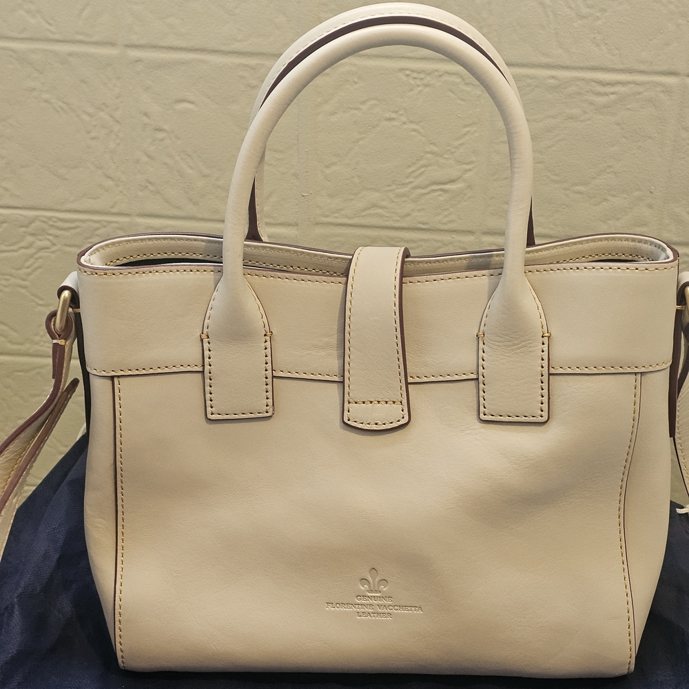 Dooney & Bourke Florentine Leather Cream Satchel with Gold Accents NWOT - Picture 5 of 14